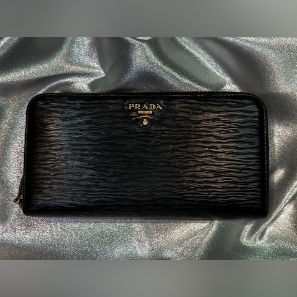 PRADA Leather Zip Around Long Wallet